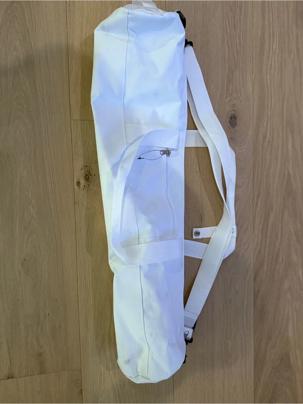 Supreme White Canvas Duffel with Red Logo